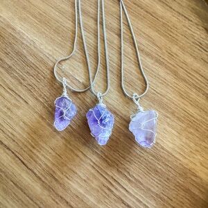 Amethyst Wire Wrapped Crystal Necklaces - Handmade